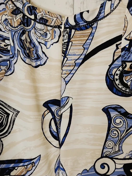 White House Black Market Blue Paisley Dress Sleeveless Fit Flare Size 2 - Picture 8 of 8